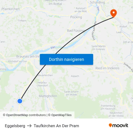 Eggelsberg to Taufkirchen An Der Pram map