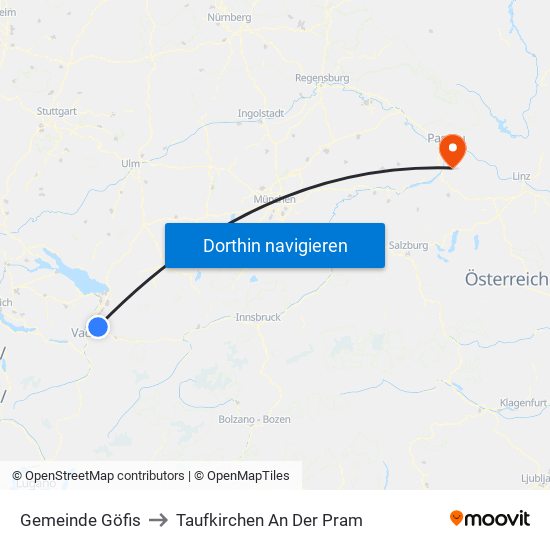 Gemeinde Göfis to Taufkirchen An Der Pram map