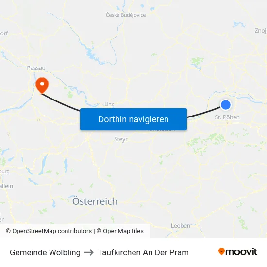 Gemeinde Wölbling to Taufkirchen An Der Pram map