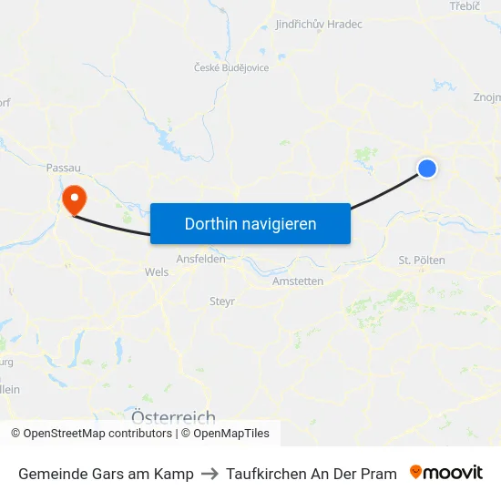 Gemeinde Gars am Kamp to Taufkirchen An Der Pram map