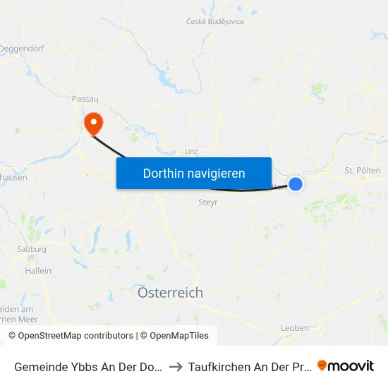 Gemeinde Ybbs An Der Donau to Taufkirchen An Der Pram map