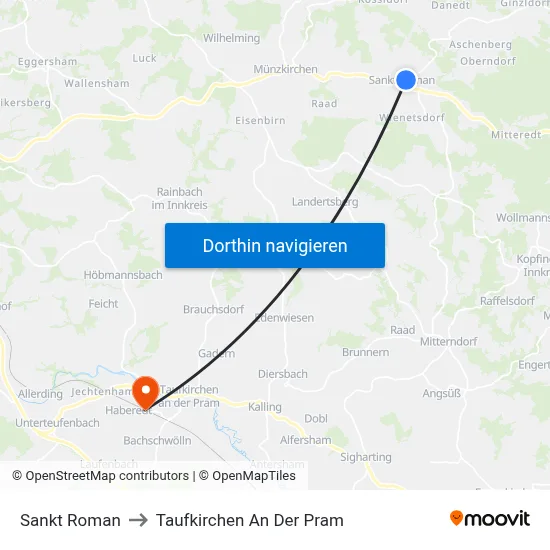 Sankt Roman to Taufkirchen An Der Pram map