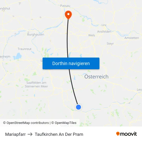 Mariapfarr to Taufkirchen An Der Pram map