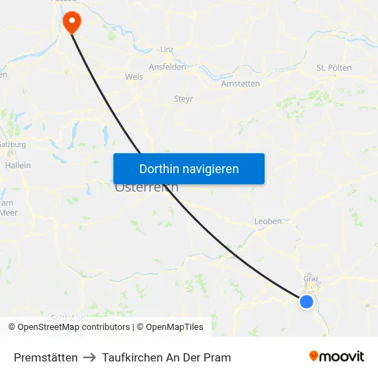 Premstätten to Taufkirchen An Der Pram map