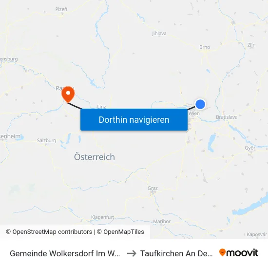 Gemeinde Wolkersdorf Im Weinviertel to Taufkirchen An Der Pram map