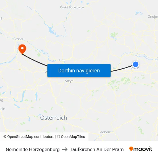 Gemeinde Herzogenburg to Taufkirchen An Der Pram map