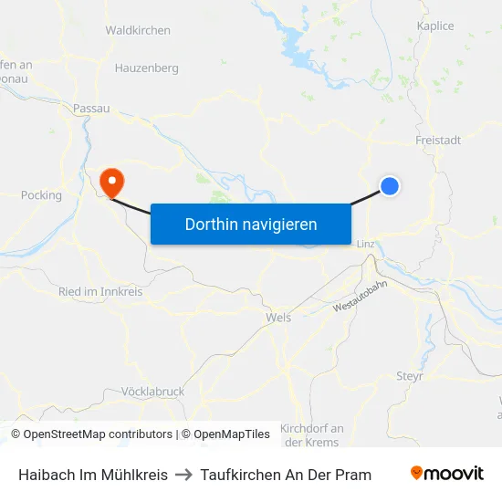 Haibach Im Mühlkreis to Taufkirchen An Der Pram map