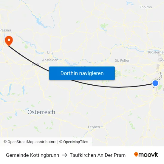 Gemeinde Kottingbrunn to Taufkirchen An Der Pram map