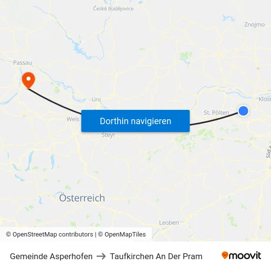 Gemeinde Asperhofen to Taufkirchen An Der Pram map