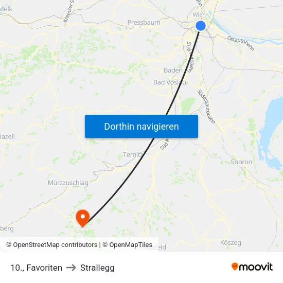 10., Favoriten to Strallegg map