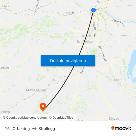 16., Ottakring to Strallegg map