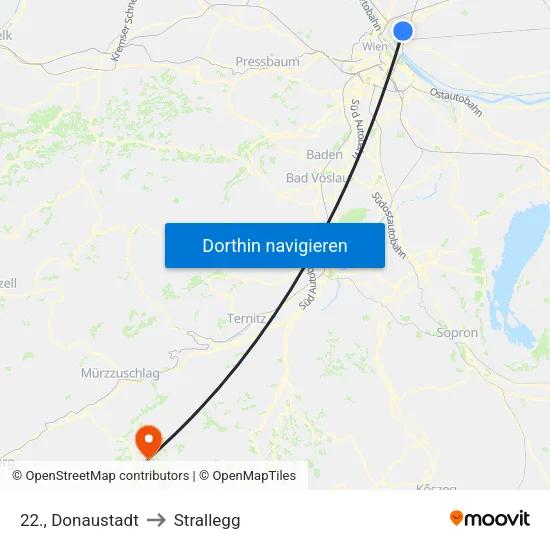 22., Donaustadt to Strallegg map