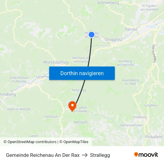 Gemeinde Reichenau An Der Rax to Strallegg map