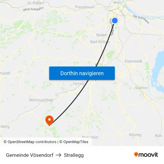 Gemeinde Vösendorf to Strallegg map