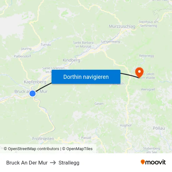 Bruck An Der Mur to Strallegg map