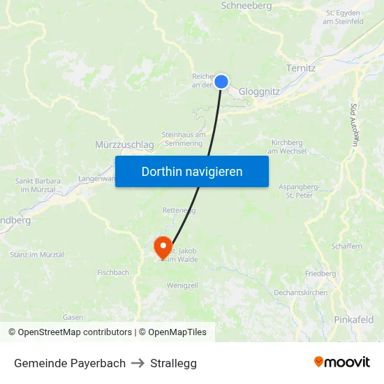 Gemeinde Payerbach to Strallegg map