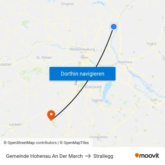 Gemeinde Hohenau An Der March to Strallegg map