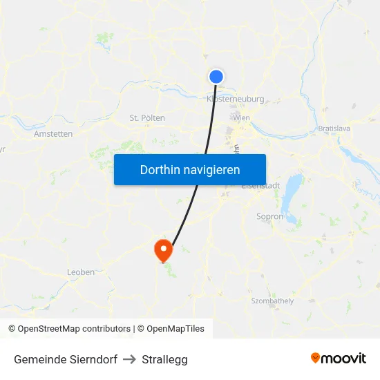 Gemeinde Sierndorf to Strallegg map