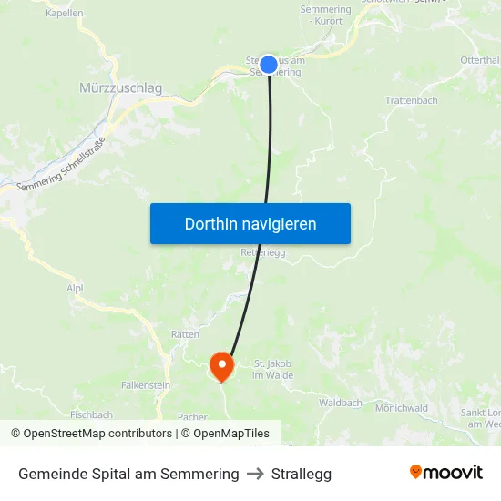 Gemeinde Spital am Semmering to Strallegg map