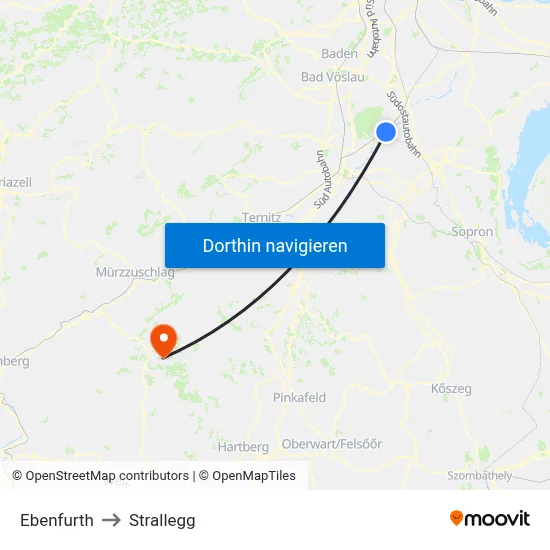 Ebenfurth to Strallegg map