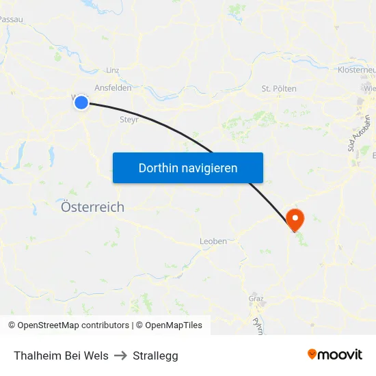 Thalheim Bei Wels to Strallegg map