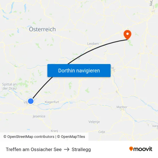 Treffen am Ossiacher See to Strallegg map