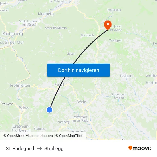 St. Radegund to Strallegg map