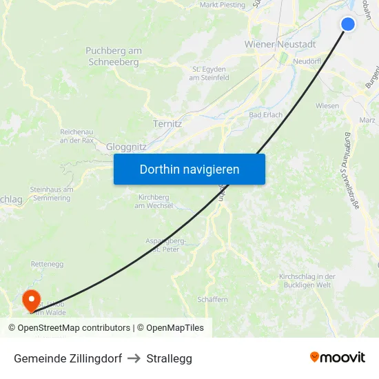 Gemeinde Zillingdorf to Strallegg map