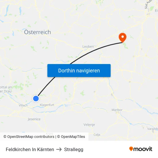 Feldkirchen In Kärnten to Strallegg map