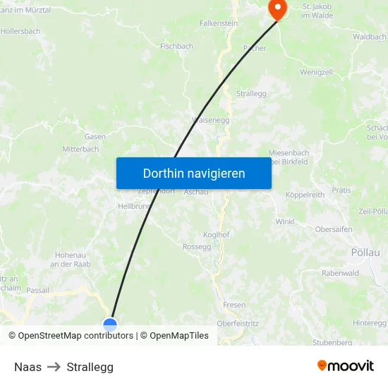 Naas to Strallegg map