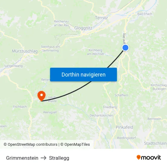 Grimmenstein to Strallegg map