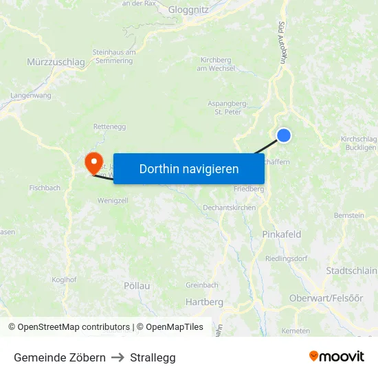 Gemeinde Zöbern to Strallegg map