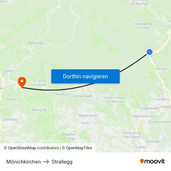 Mönichkirchen to Strallegg map