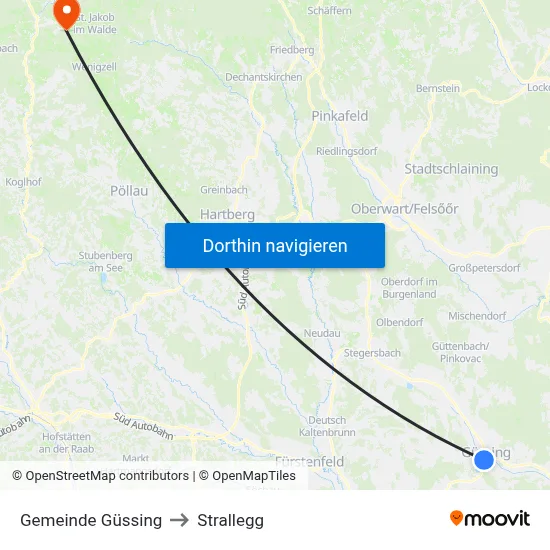Gemeinde Güssing to Strallegg map