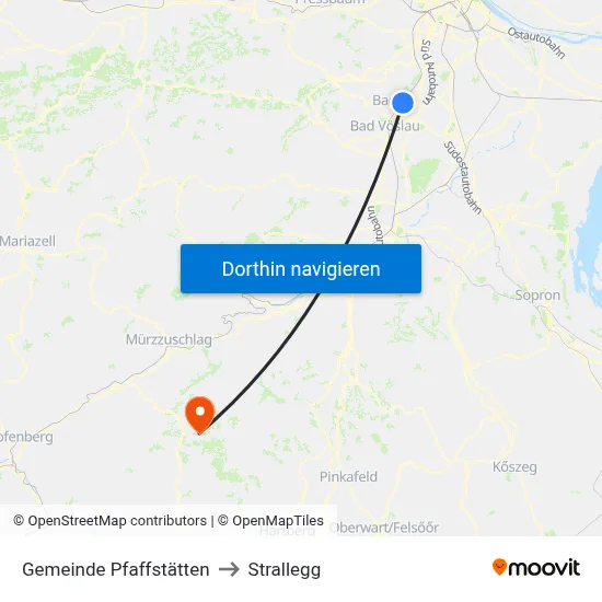 Gemeinde Pfaffstätten to Strallegg map