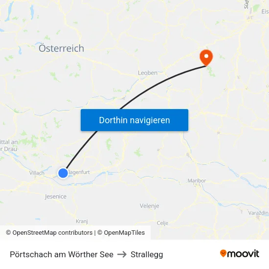 Pörtschach am Wörther See to Strallegg map