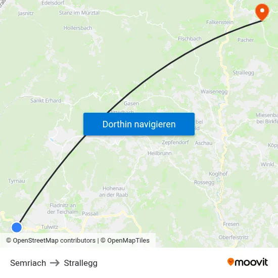 Semriach to Strallegg map