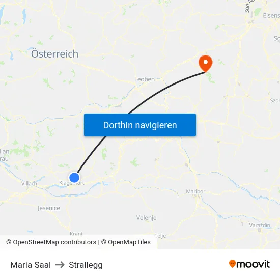 Maria Saal to Strallegg map