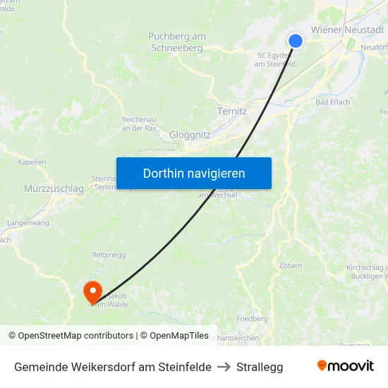 Gemeinde Weikersdorf am Steinfelde to Strallegg map