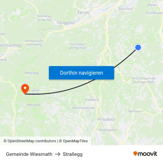 Gemeinde Wiesmath to Strallegg map