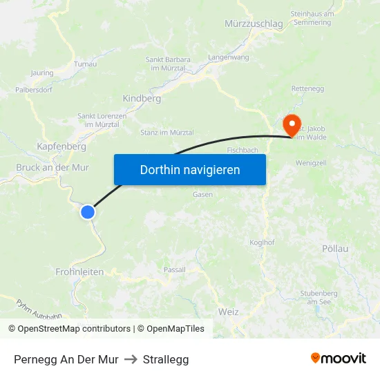Pernegg An Der Mur to Strallegg map