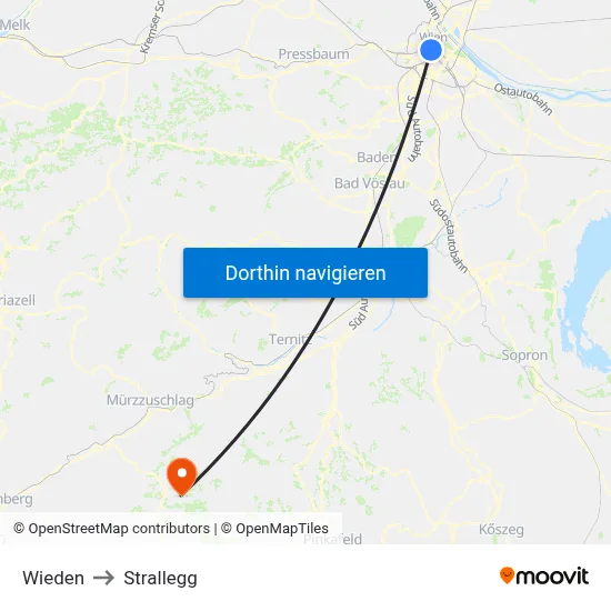 Wieden to Strallegg map