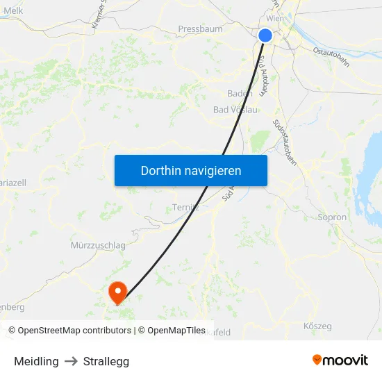 Meidling to Strallegg map