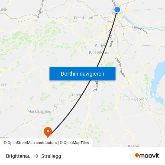 Brigittenau to Strallegg map