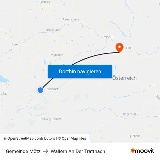 Gemeinde Mötz to Wallern An Der Trattnach map