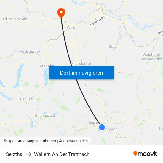 Selzthal to Wallern An Der Trattnach map