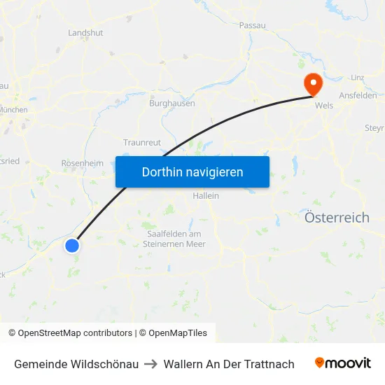 Gemeinde Wildschönau to Wallern An Der Trattnach map