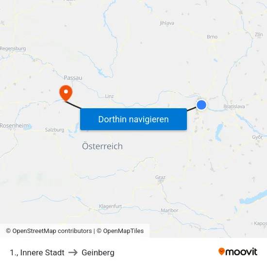 1., Innere Stadt to Geinberg map