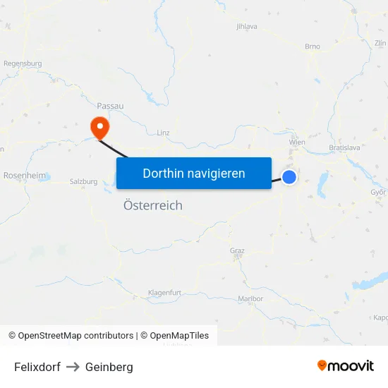 Felixdorf to Geinberg map