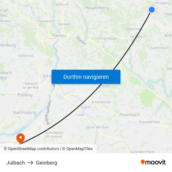 Julbach to Geinberg map